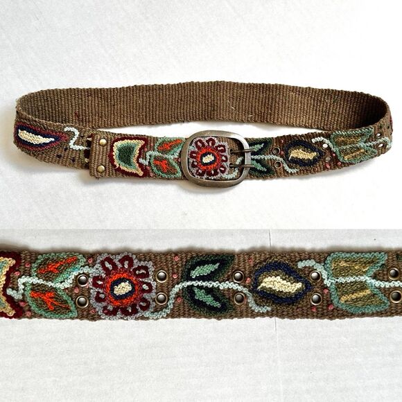 Pistil 100% Wool Embroidered Boho Belt Women's 1.75” Size M Adjustable Floral - Picture 1 of 10